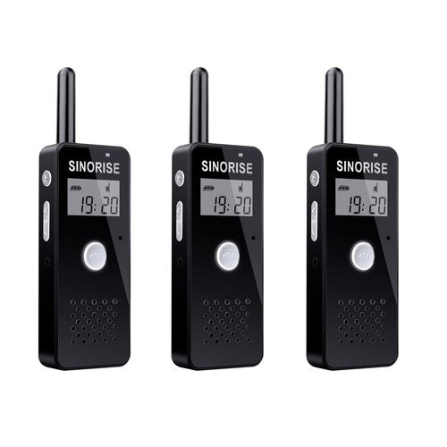 SINORISE Small Walkie Talkies, Two Way Radio with Earpiece & Mic Set Headsets for Restaurants, Sports & Outdoor Activities, Wearable for Hospitals & Tourism,3 Pack