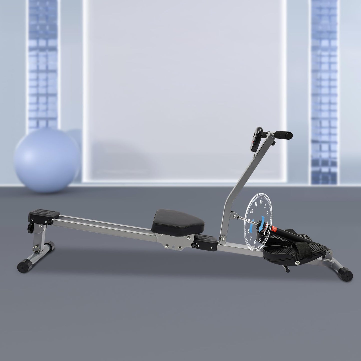 Erhdexzhg Hydraulic Rowing Machine LED Meter,Foldable Rowing Exercise Machine with 12 Resistance Levels and 3 Height Levels,Dual Slide Rail with 265lbs Weight Capacity,Rowing Machine for Schools Homes
