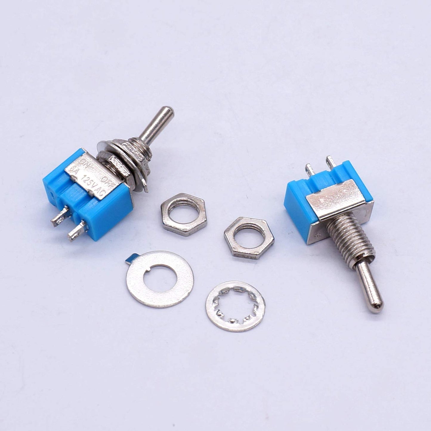 Taiss 10PCS SPST Mini Toggle Switch 2 Pin 2 Position ON/Off Miniature Toggle Switch 6A 125V MTS-101