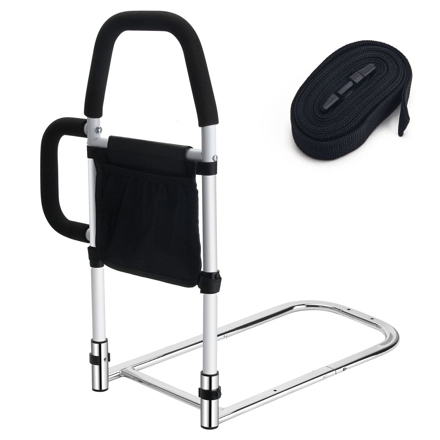 Pletpet Bed Rails for Elderly Adults, Bed Assist Rails for Seniors with 2 Grab Bars & Storage Pocket & Fall Prevention Guard, Fits King, Queen, Full, Twin Bed, Support Up to 300lbs