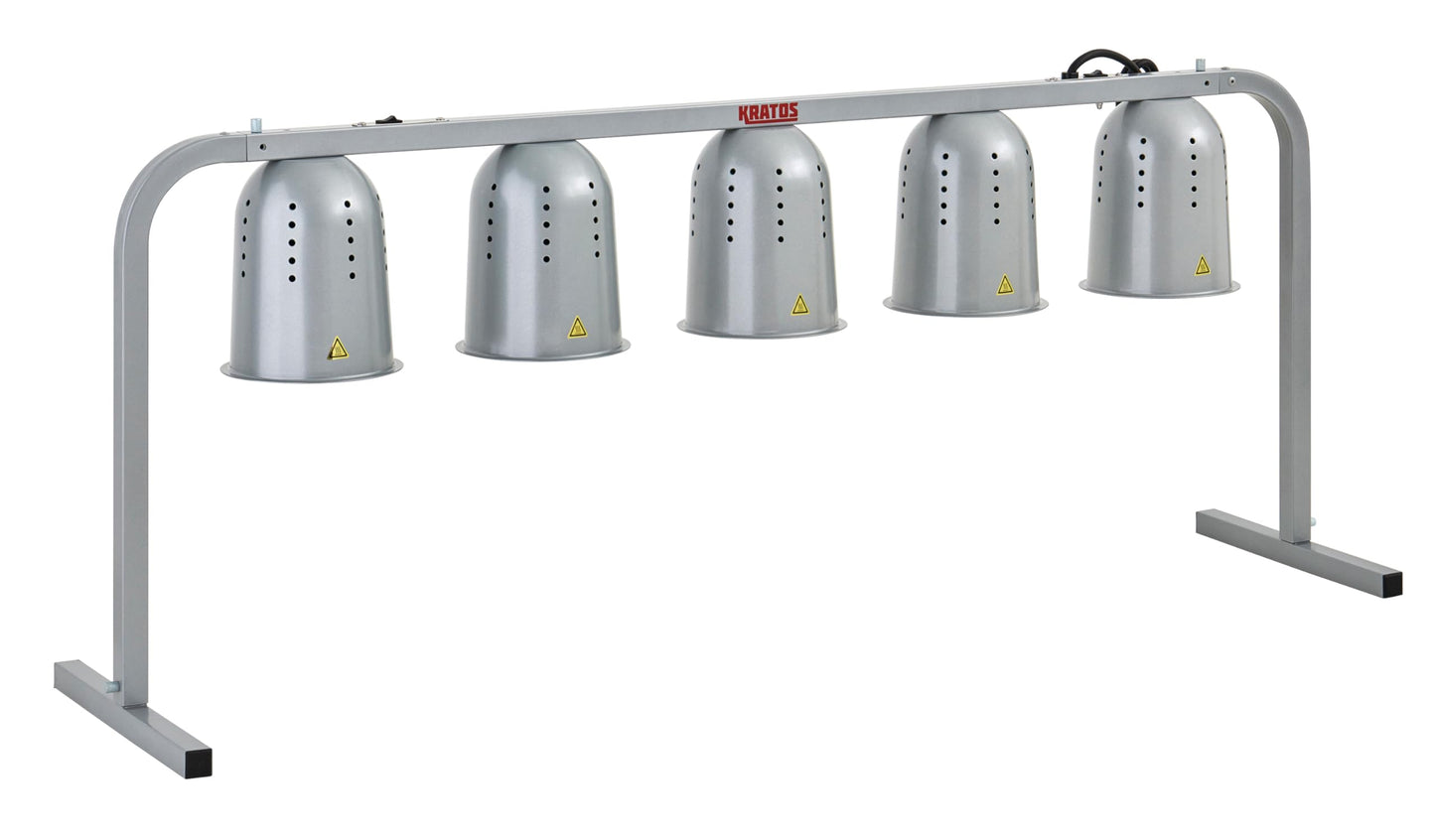 Kratos Commercial Bulb Warmer, Five Bulb Pass Through Heat Lamp for Food, Silver, 120V, 1250 Watts, Countertop Electric Food Warmer for Restaurants (31M-009)