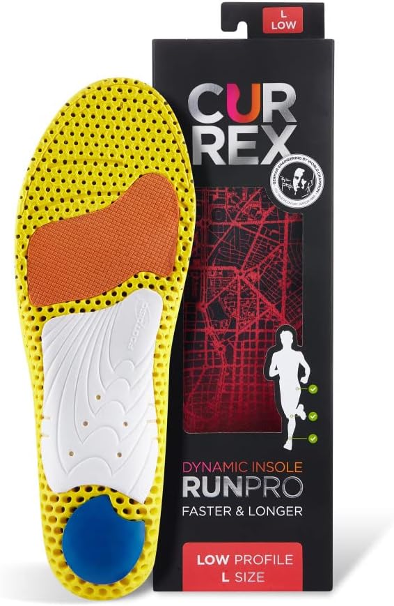 CURREX RunPro Insoles for Running Shoes, Arch Support Inserts to Help Reduce Fatigue, Prevent Injuries, Boost Performance for Men & Women (Low Arch, Size Large)