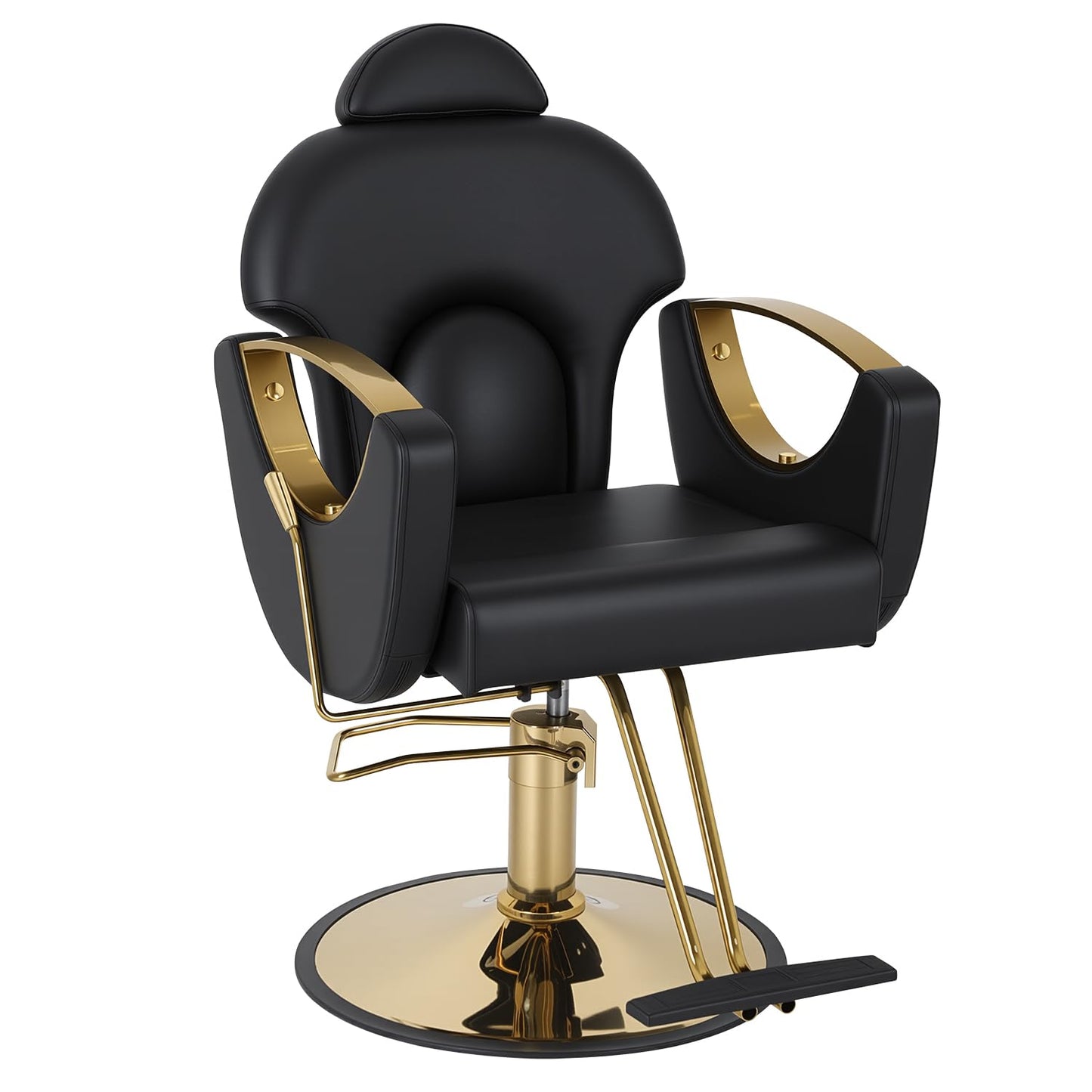 FDW Professional Salon Chair, Hydraulic Barber Chair with Reclining Backrest, Height Adjustable Salon Styling Chair with Headrest, Armrest & Footrest for Barber Shop, Tattoo & Spa