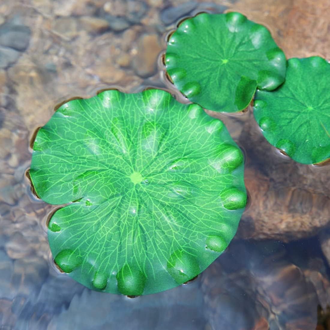 Superdream Artificial Realistic Lily Pads Floating Scenery Lotus Pods for Pool Decoration Aquarium Fish Pond Water Decorative (15 Pack)