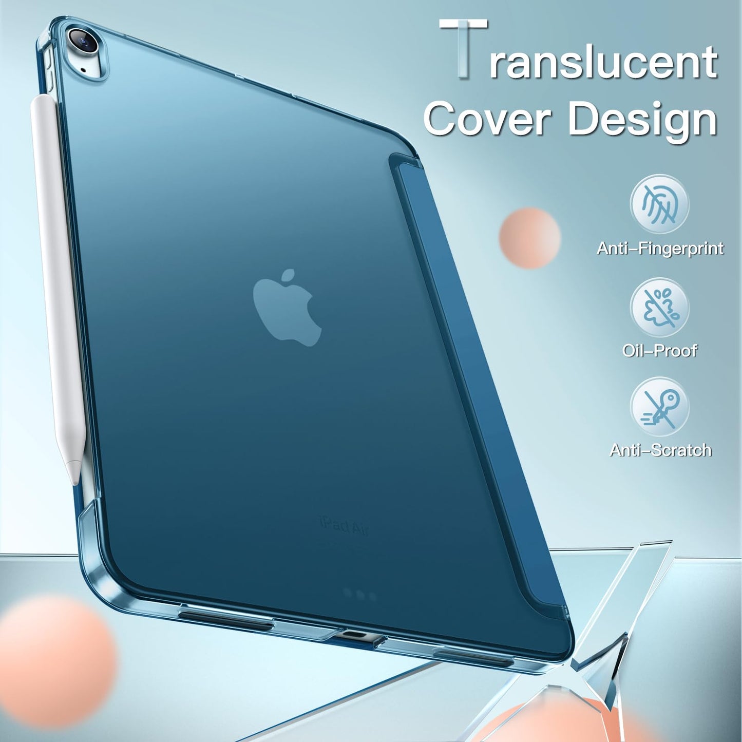Jetech Case For Ipad Air 11-Inch M3/M2 (2025/2024), Ipad Air 5/4 (2022/2020 5Th/4Th Generation 10.9-Inch), Slim Stand Hard Back