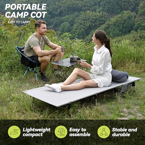 MARCHWAY Lightweight Folding Tent Camping Cot Bed with Lever Lock, Easy Setup Portable Compact for Outdoor Travel, Huntin...