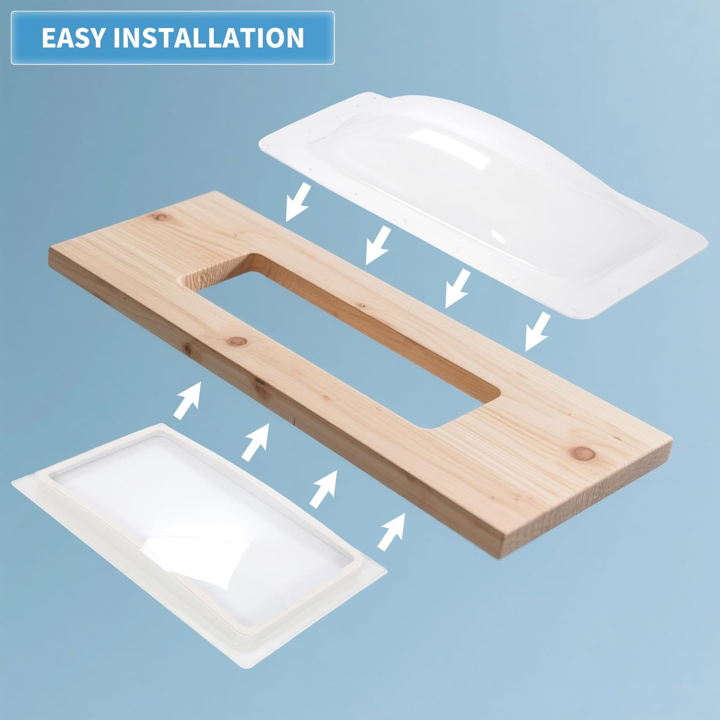 HECASA RV Skylight Replacement Bundle, White Outer Dome 18" x 26" (Fits 14" x 22" Openings) + Inner Dome 14" x 22" (2PCS) for Camper, Motorhome & RV Shower