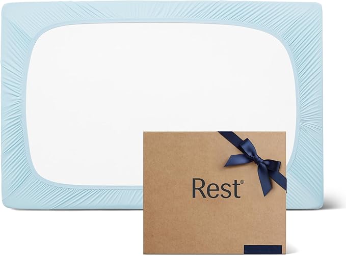 REST® Evercool®+ Fitted Sheet, Twin XL Size, Light Blue, 13" Deep (up to 15’’), Breathable Bedding for Hot Sleeper and Night Sweats, Bed Sheet with Ionic+ Self-Cleaning Silver Yarn for Sensitive Skin