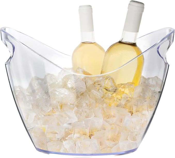 Ice Bucket Wine Bucket，Clear Acrylic 4 Liter Plastic Tub for Drinks and Parties, Food Grade, Perfect for Wine, Champagne o...