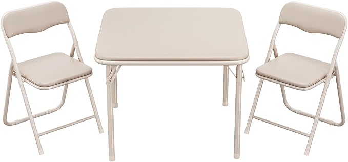 GAOMON Boys and Girls Folding Table and Chairs Set of 3, Portable Table and Chair with Pu Soft Cushion, No Installation Re...