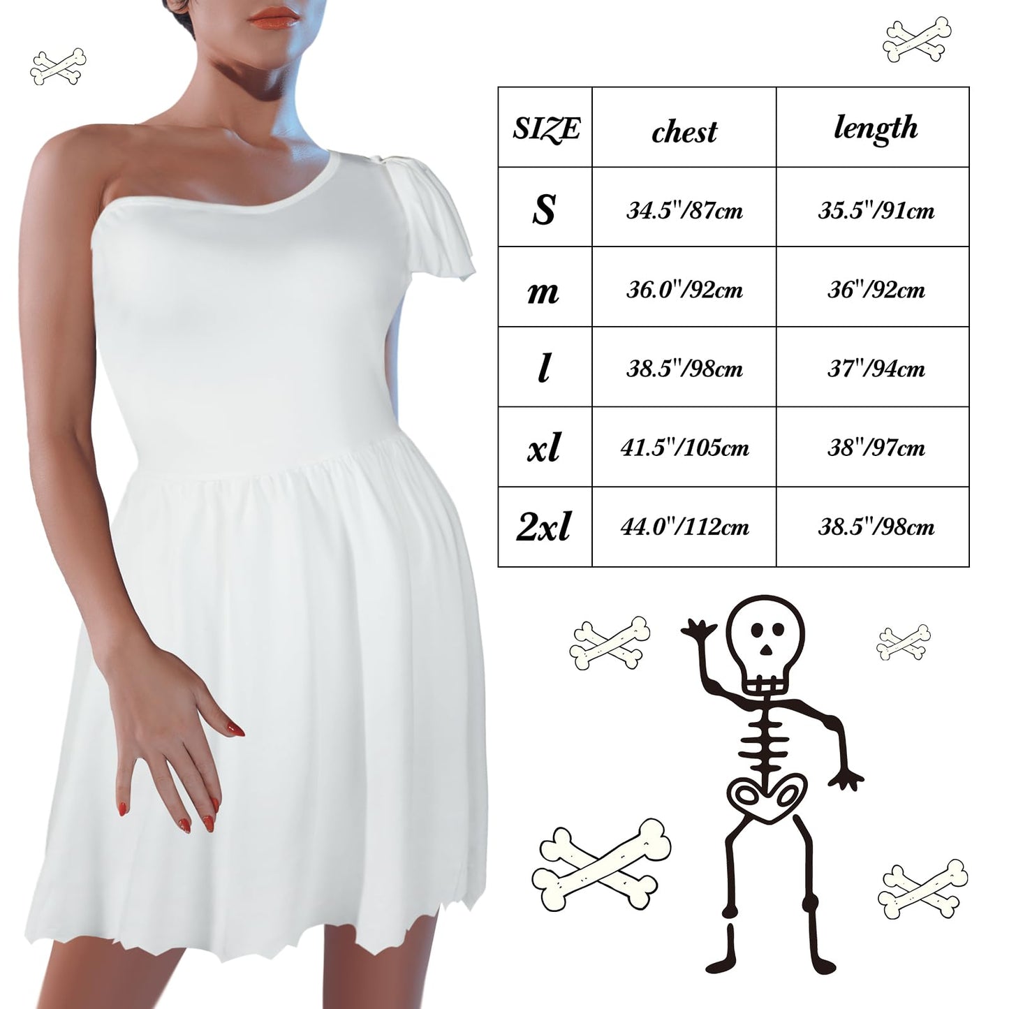 Liitrsh Halloween Women Caveman Costume Set White Dress Orange Wig for Couple Family Stone Period Theme Party Cosplay(XLarge)