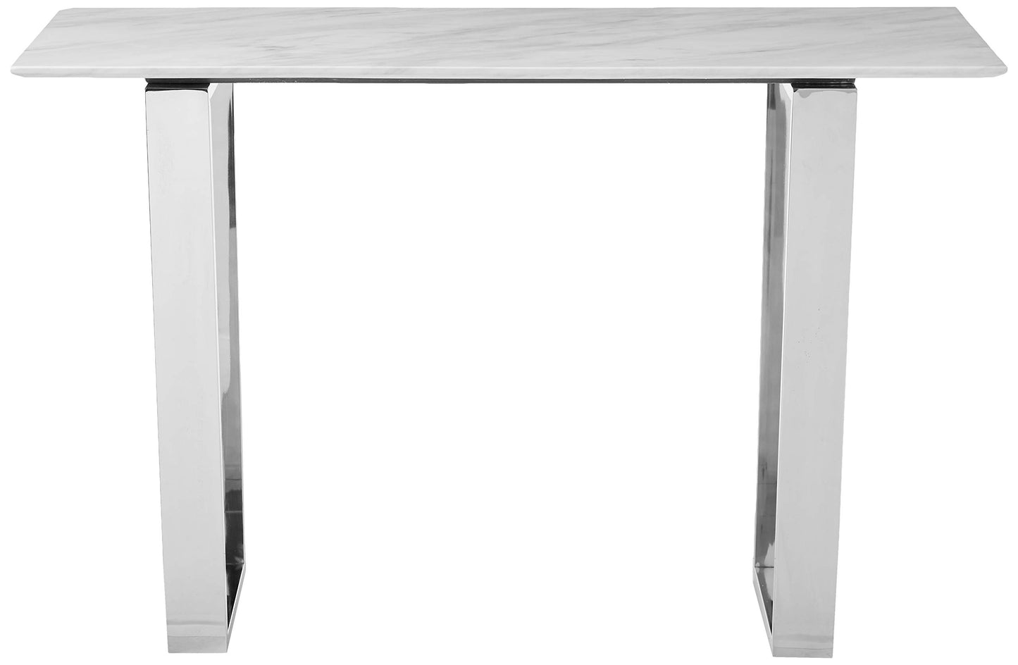 Meridian Furniture Carlton Collection Modern | Contemporary Marble Top Console Table with Stainless Steel Base and Polished Chrome Finish, 48" W x 17.5" D x 30" H,
