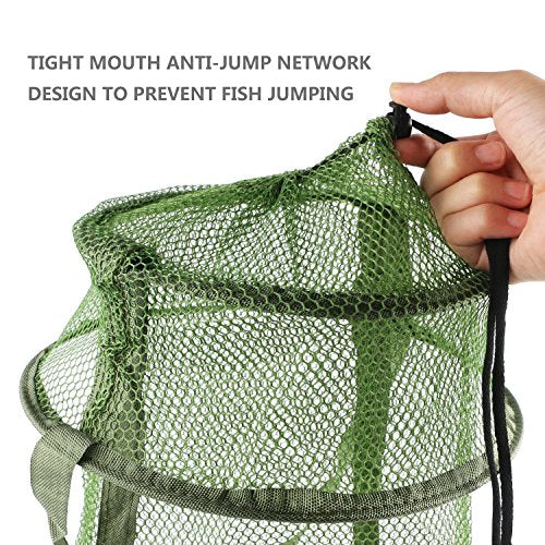 Collapsible Fish Basket Mesh Fish Trap Portable Fish Cage Foldable Fishing Keep Net for Keeping Fish Alive, Bait Storage C...
