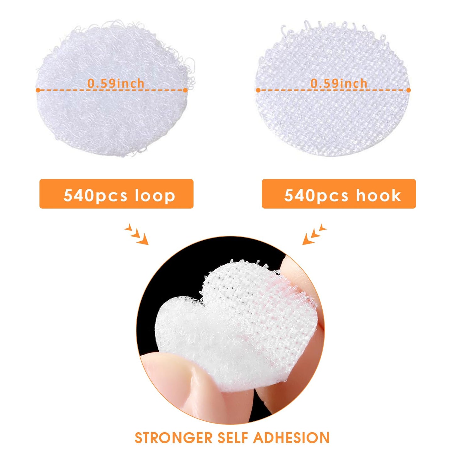 White Self Adhesive Dots for Classroom: 0.59" 1000Pcs Strong Sticky Back Round Hook Loop Circles - Removable Small Stickers for Arts Crafts School Organization