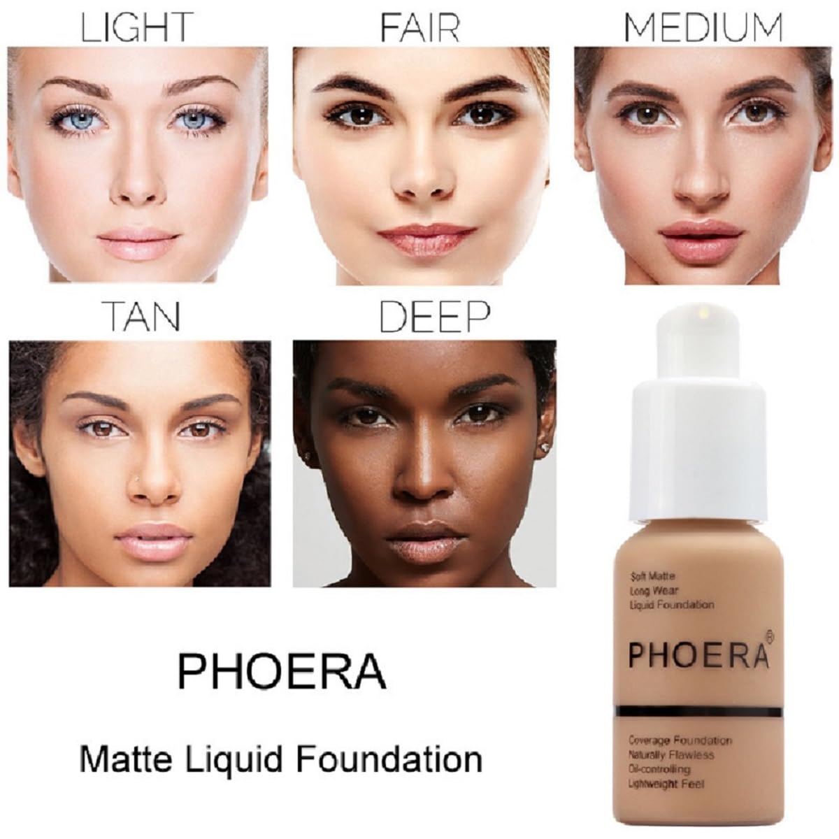 2 Pack Meifen Foundation 103# Warm Peach and 104# Buff Beige,Full Coverage Flawless Soft Matte 24 HR Oil Control Waterproof Conc