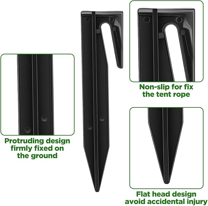 PercyEffie 500 Pcs Plastic Lawn Stakes Wire Stake Pegs Wire Stakes Landscape Pegs for Robotic Mowers Invisible Pet Fences Garden Camping Compatible Black plow Stake