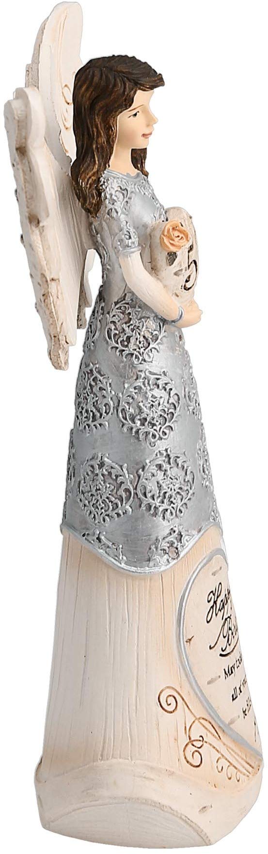 Pavilion - 50th Birthday - 6" Angel Holding 50th Heart,Beige/Silver