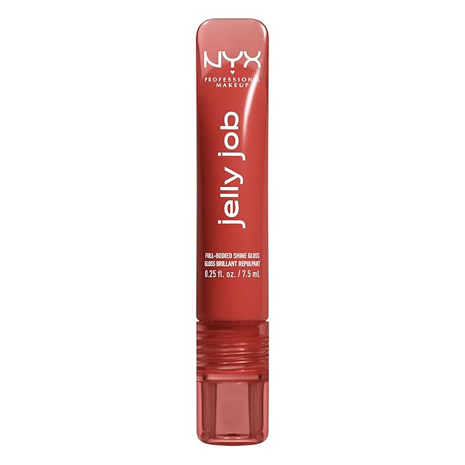 NYX PROFESSIONAL MAKEUP Jelly Job Lip Gloss, Lip Tint Gloss with Full-Bodied, Smoothing, and Hyper-Glossy Shine - Jelly Filled (Spice Brown)