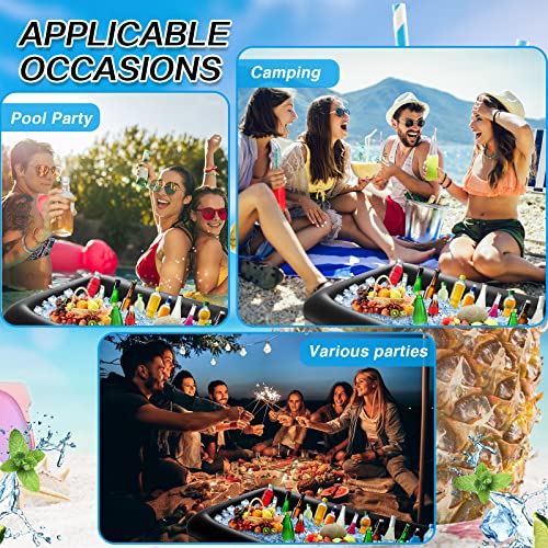 Leitee 3 Pcs Inflatable Serving Bar 52 x 24 x 5'' Ice Buffet Serving Tray Drink Cooler with Drain Plug Inflatable Pool Bar...