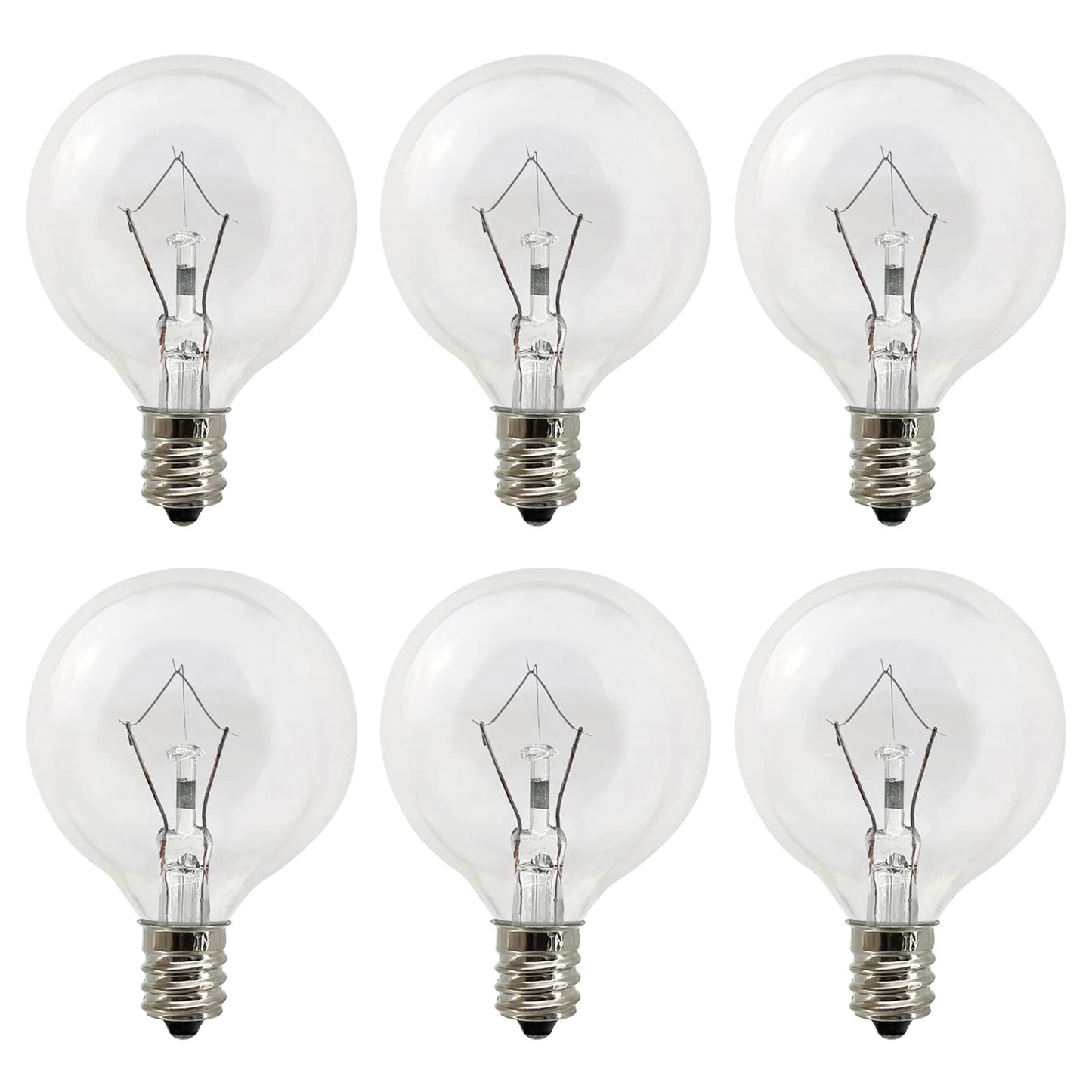 LinMiFo Wax Warmer Bulbs 6 Pack, G50 25 Watt Light Bulbs for Full Size Scentsy Warmers, E12 Base G16.5 Globe Clear scentsy Bulb for Candle Wax Warmer, Long Lifespan, 120 Volt