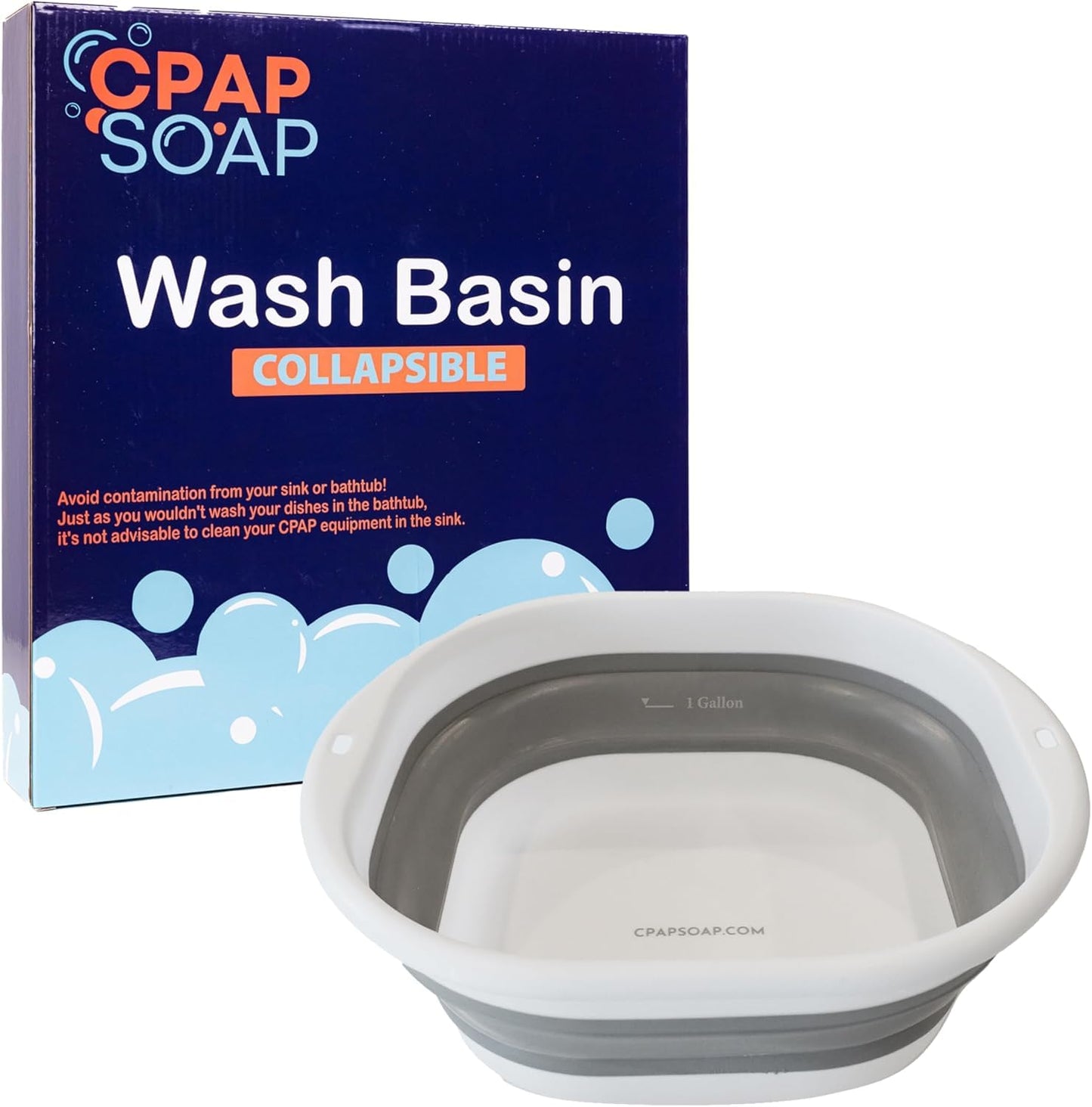 CPAP Soap Clean Start Kit - Wash Basin, 2-Piece Cleaning Brush Set with Flexible Soft Bristles, and Hose Hanger with Suction Cup, for Cleaning and Drying Hoses and Accessories