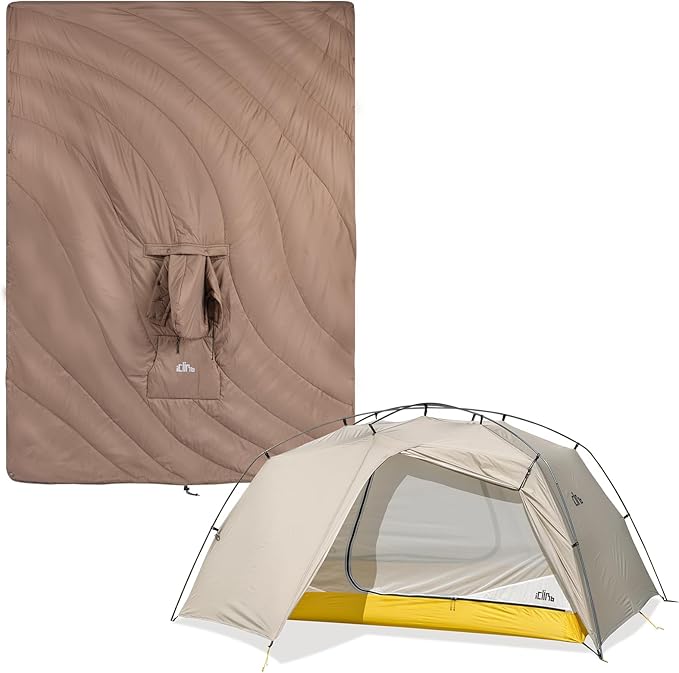 iClimb 1 Hooded 3M Thinsulate Insulation Warm Blanket and 1 Ultralight 3 Season Tent, Ultralight Compact for Adults Outdoo...