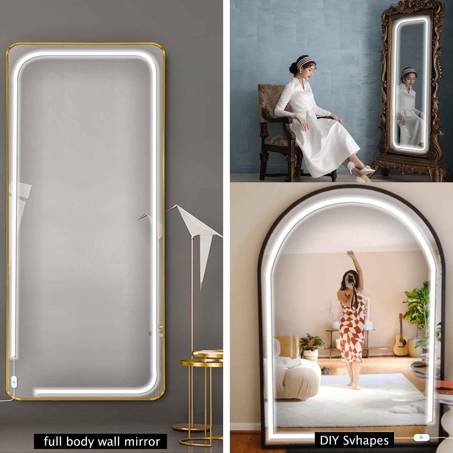 Blikshin Led Vanity Mirror Lights, 13.2FT 6000k Full Body Mirror Light Strip, Stick on Vanity Lights with AC Adapter Touch Control, Makeup Lighting for Full Body Mirror/Makeup Table/Bathroom