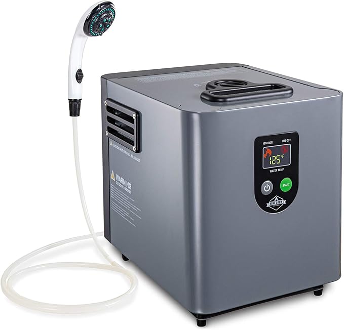Hike Crew Portable Propane Water Heater & Shower Pump – Compact Outdoor Cleaning Showering System w/LCD Auto Safety Shutof...