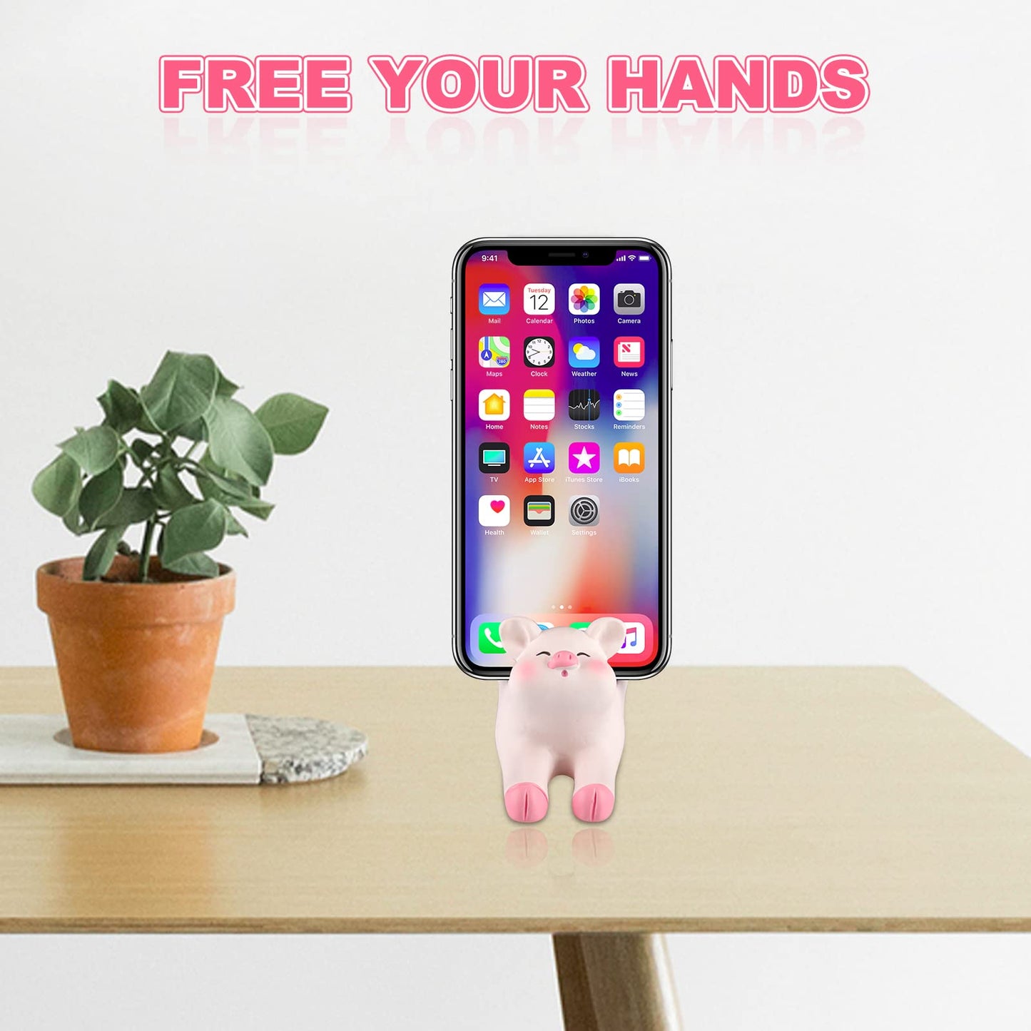 Seninda Pig Phone Stand Cute Office Desk Accessories Cellphone Holder Home Decor Lovely Gift (Shape A)