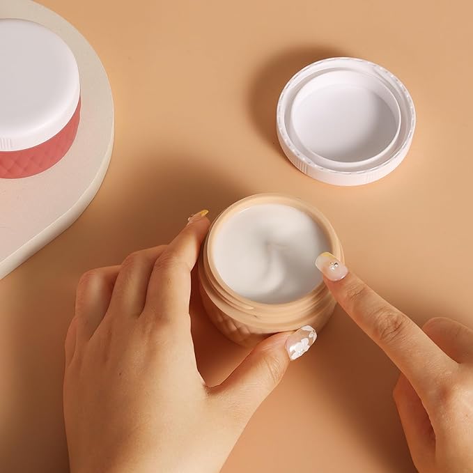 Travel Containers for Toiletries, Silicone Cream Jars BPA-Free, TSA Approved 2oz Travel Size Containers, Leak-proof Silicone Jars with Lid for Cosmetic Face Hand Body Cream (4 Pack)
