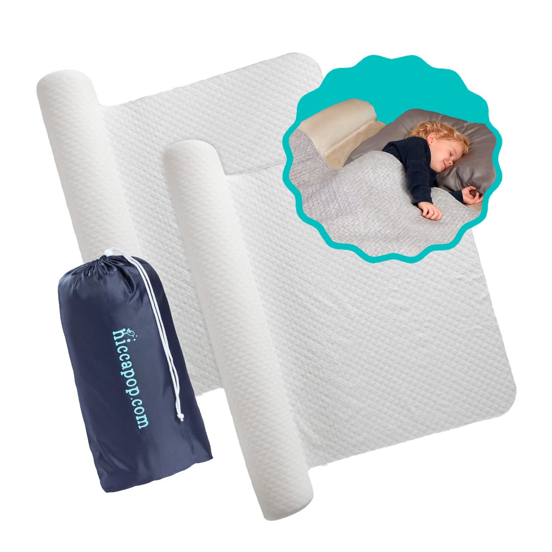 hiccapop [2-Pack] Inflatable Bed Rail for Toddlers, Blow-up Bed Bumper for King, Queen, Full, with Non-Slip Machine-Washable Cover | Portable Bed Rail for Hotel, Grandma's, Vacation