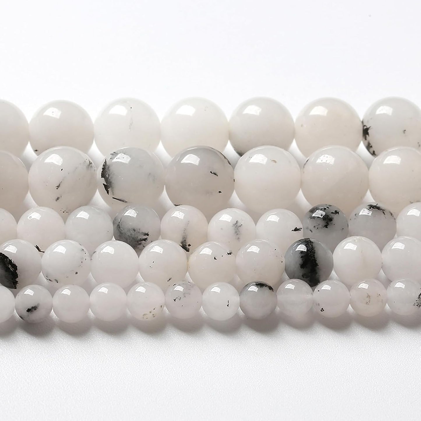 32pcs 12mm Natural Black Rutilated Quartz Crystal Jade Stone Beads for Jewelry Making Energy Healing Power Stone Beads DIY Bracelet Necklace Accessories 15" (12mm, Black Rutilated Quartz Jade)