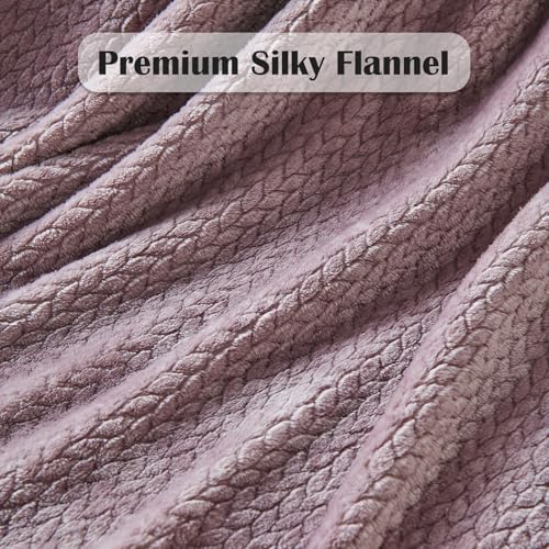 NEWCOSPLAY Super Soft Throw Blanket Light Purple Premium Silky Flannel Fleece Leaves Pattern Lightweight Bed Blanket All S...
