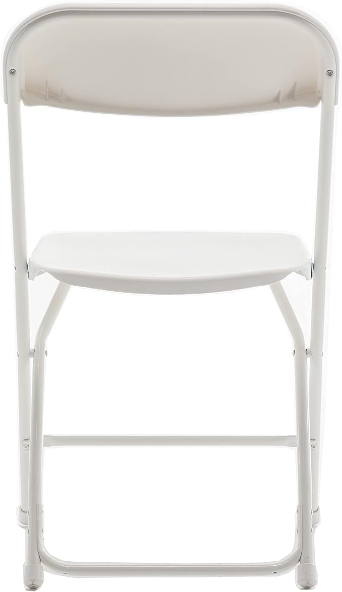 BTEXPERT Set of 100, White Plastic Folding Event Chairs Steel Frame Commercial 650LB High Capacity Lightweight Set for Office Wedding Party Picnic Kitchen Dining Church School