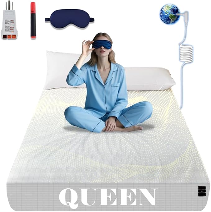 NAGS® Grounding Sheets,Grounding Bedding Sheet, Soft Cotton with Pure Silver Fitted Grounded Sheet for Improved Sleep,Pain Relief (White, Queen,60 * 80 * 13.5inch)