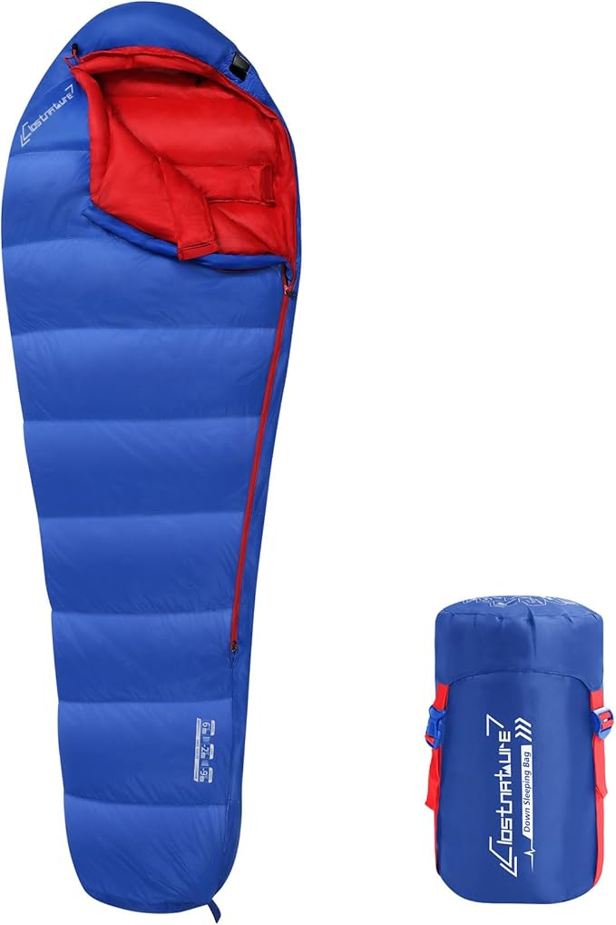 Clostnature Down Sleeping Bag for Adults - 20D 550 Fill Power Backpacking Mummy Sleeping Bag for 16°F - 45°F, Lightweight ...