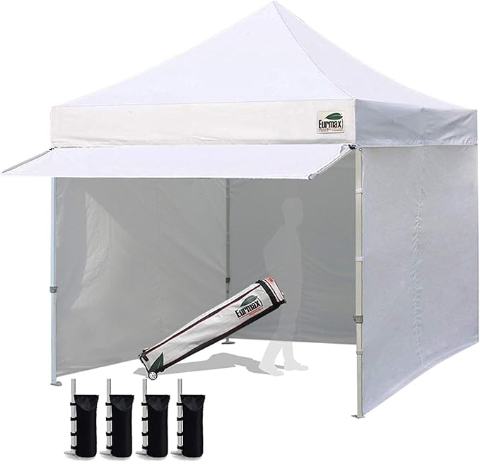 Eurmax USA 10 x 10 Pop up Canopy Commercial Tent Outdoor Party Canopies with 4 Removable Zippered Sidewalls and Roller Bag...