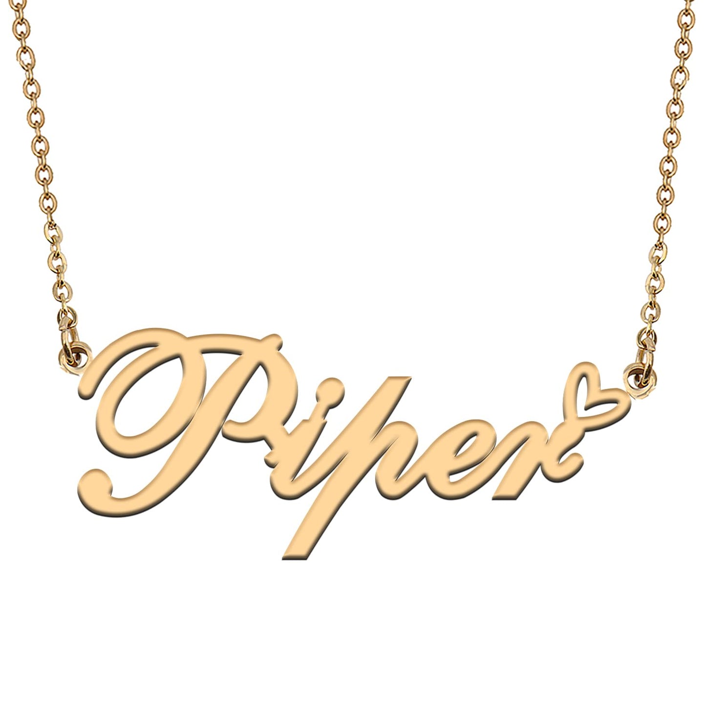HUAN XUN Piper Name Necklace for Women 18k Plate Nameplate Custom Necklaces Charm Stainless Steel Jewelry Gifts for Family