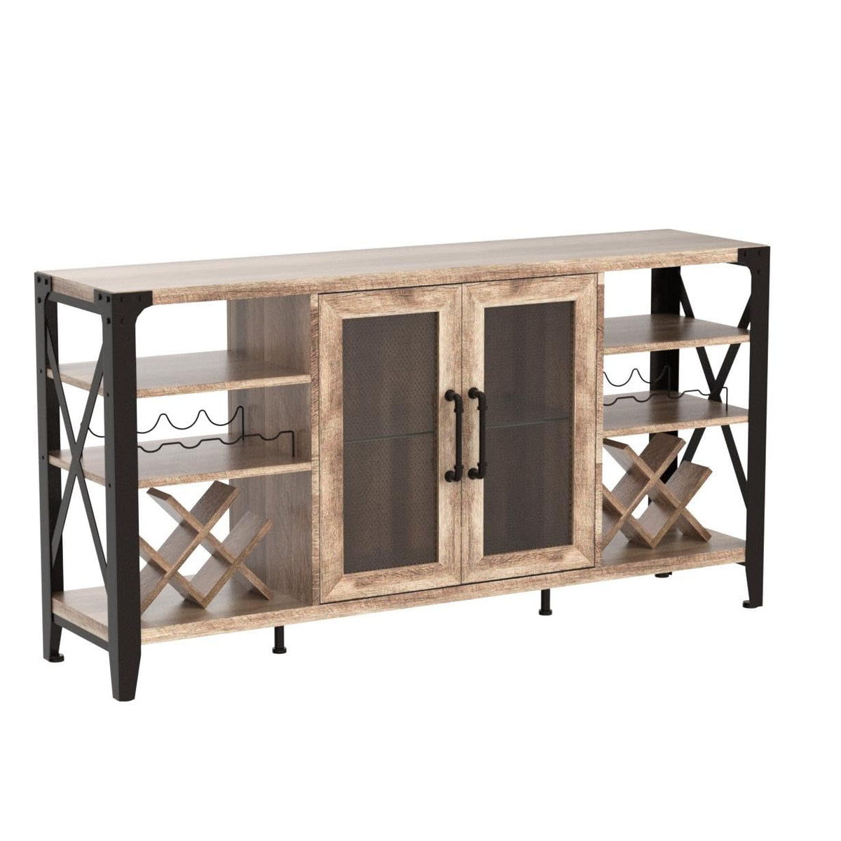 Vabches 58" Wine Cabinet with Wine Rack Storage,Home Bar for Liquor and Glasses, Farmhouse Coffee Bar Cabinet, Liquor Cabinet for Home Living Room Dining Room