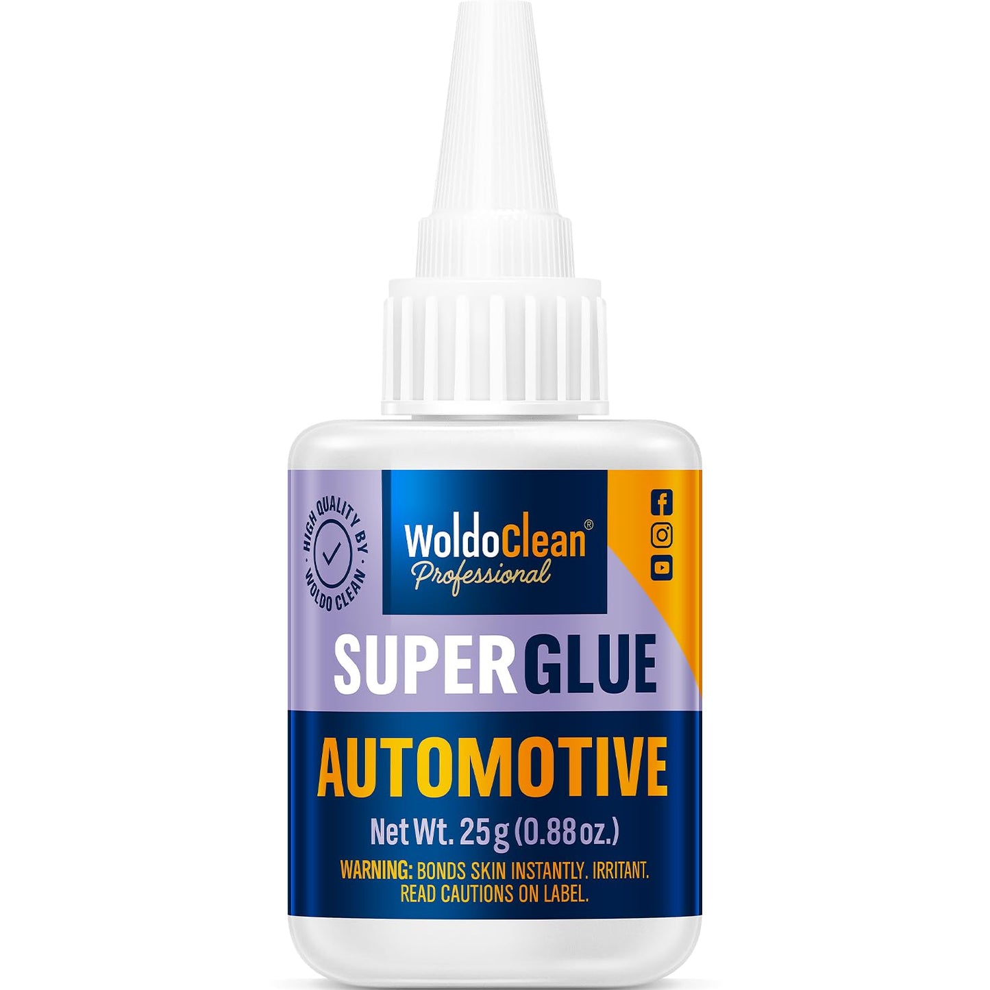 WoldoClean Super Glue for Cars & Vehicles - Extra Strong Automotive Adhesive, Fast-Drying, Heat & Water Resistant, 25g Liquid Formula for Plastic, Metal & Rubber Repairs