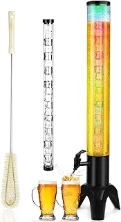 Beer Giraffe Dispenser, 100oz/3.2 qt Mimosa Tower Dispensers with Ice Tube and LED Light, 3L Tabletop Drink Tower Dispense...