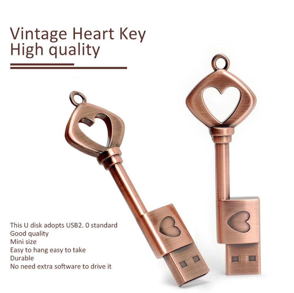 Flash Drive 16Gb Metal Key Of Love Key Chain Usb Memory Stick Pen Drive Graduation Pendrive Valentines Day Gift