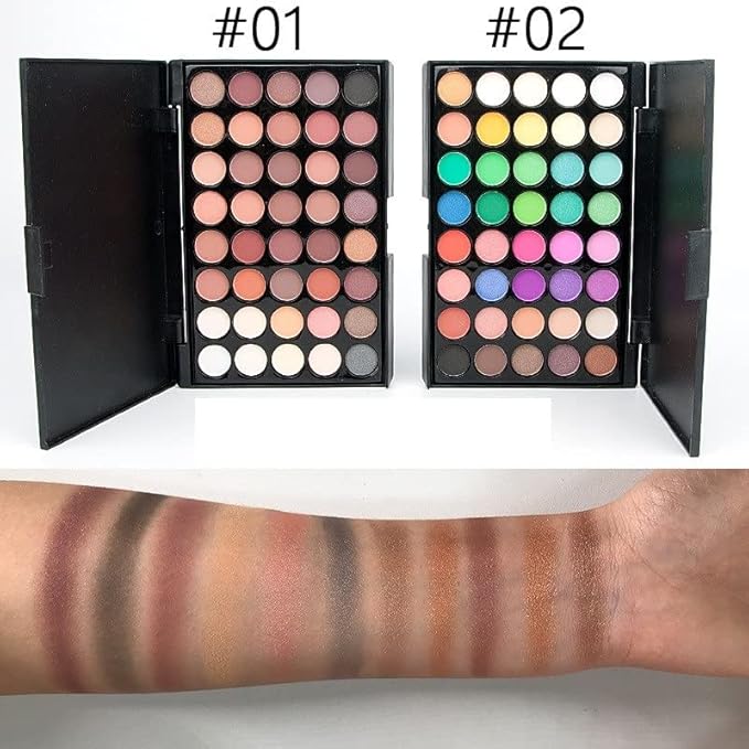 40 color Highly Pigmented Eye Makeup Palette, Matte Shimmer Metallic Eyeshadow Pallet Long Lasting Blendable Natural Colors Make Up Eye Shadows Cosmetics Gift Kit (E01)