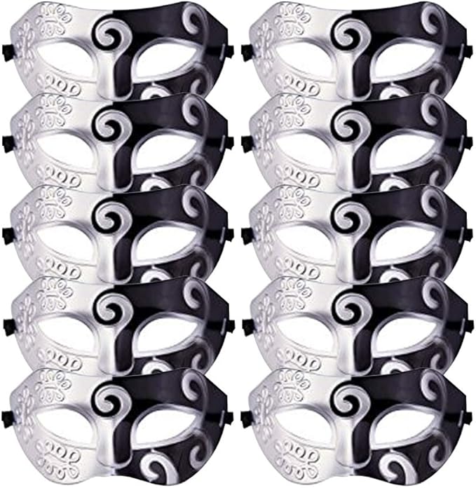 Rgontar 10 Pcs Unisex Retro Masquerade Mask Face Mask Venetian Mask for Fancy Dress Costume Party