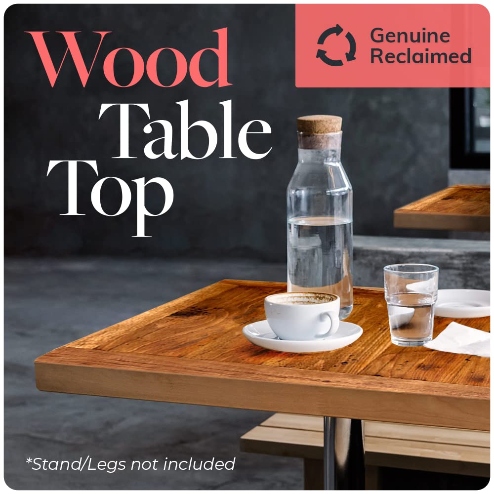 HEIRLOUM Reclaimed Wood Table Top - Rustic Recycled Solid Wooden Piece Perfect for Signs, Counters, Kitchens Table Tops (Reclaimed Wood Tabletop with Breadboard Ends, 30" x 42")