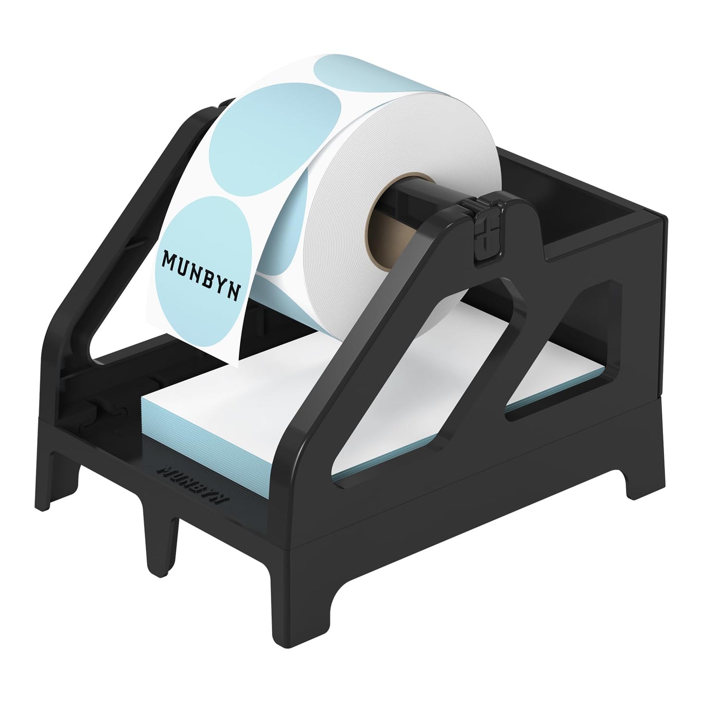 MUNBYN Label Holder for Rolls and Fan-Fold Labels, Thermal Sticker Roll Holder for Desktop Thermal Printer Shipping Supplies Industrial Paper, Black