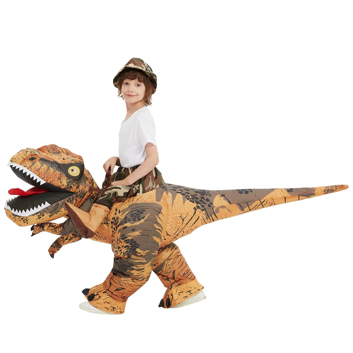 GOOSH Inflatable Dinosaur Costume Kids –Halloween Party Blow up T Rex Outfit, Breathable Fabric, Lightweight & Flexible for Cosplay, Parades (4-6Yrs)