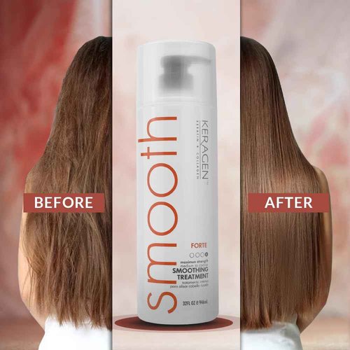 Keragen Brazilian Smoothing Keratin Hair Treatment | Sulfate-Free Blowout System for Dry, Damaged, Curly, or Frizzy Hair | Forte Formula | Medium to Coarse Hair | 32 Oz
