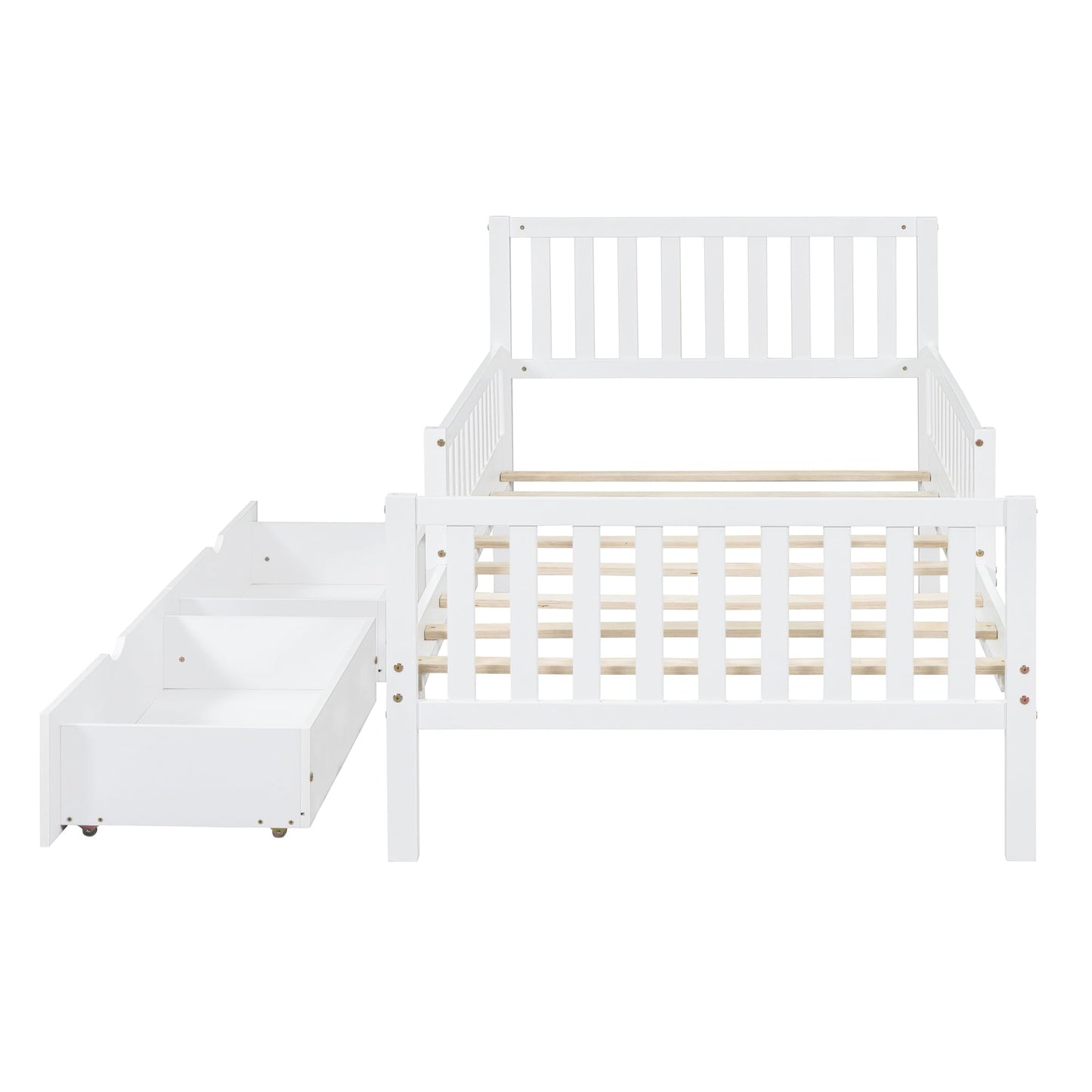 Bellemave Twin Bed Frames with Storage Drawers for Kids, Twin Bed with Rails, Twin beds Frame for Boys/Girls/Adults, White