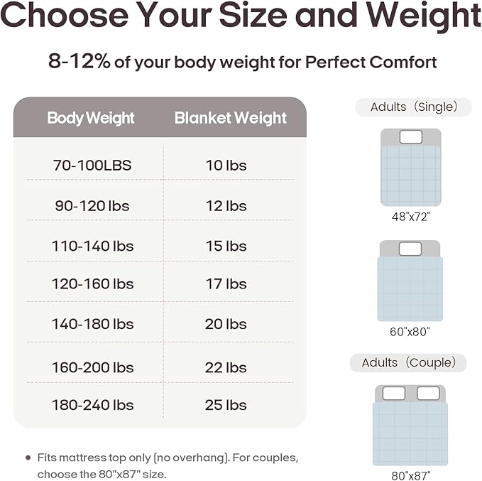 ZonLi Weighted Blanket for Adults(60"x80",15lbs, Light Blue) Queen Size High Breathability Cooling Heavy Blanket, Soft Material with Premium Glass Beads,All-Season.